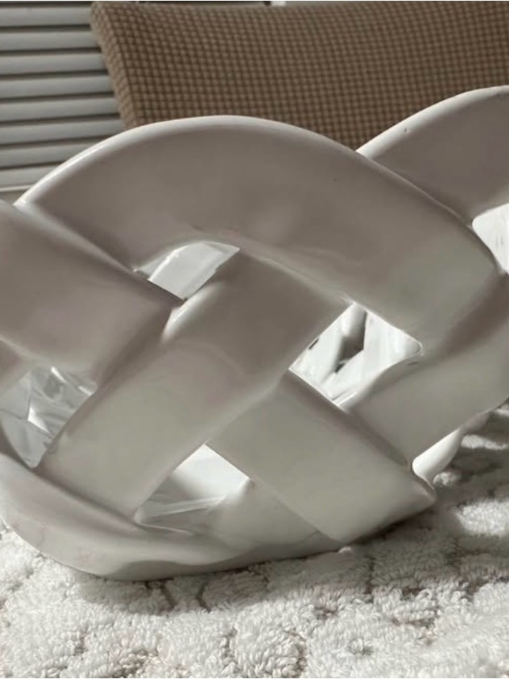 Primo'Gi Italy White Woven Ceramic Bread Basket - Handmade Lattice vintage - Picture 7 of 10